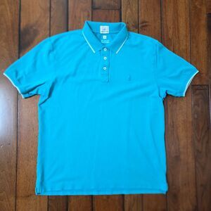 JOHNNIE-O Hanging Out Polo Shirt Men's Medium M Blue Ringer Slim Fit